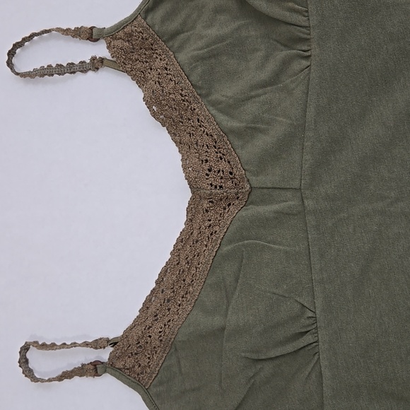American Eagle Olive Green Lace Trim Tank Top Cami Y2k - Size L - NWT - Picture 3 of 10